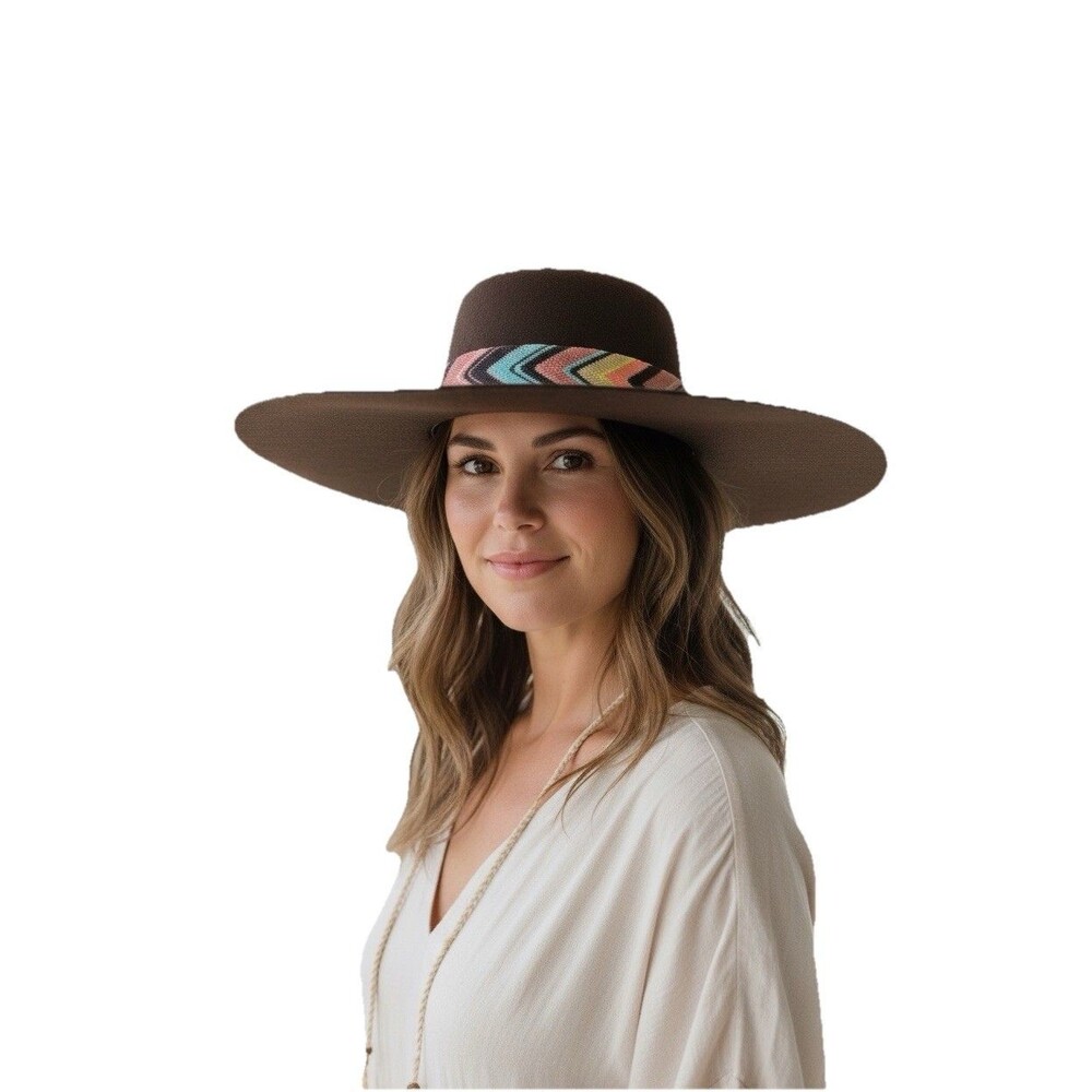 Missoni For Target 100% Wool Hat Women's Floppy Brown Felt Boho Zig Zag Chevron